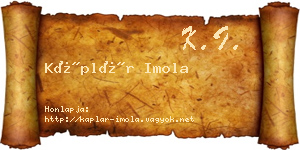 Káplár Imola névjegykártya